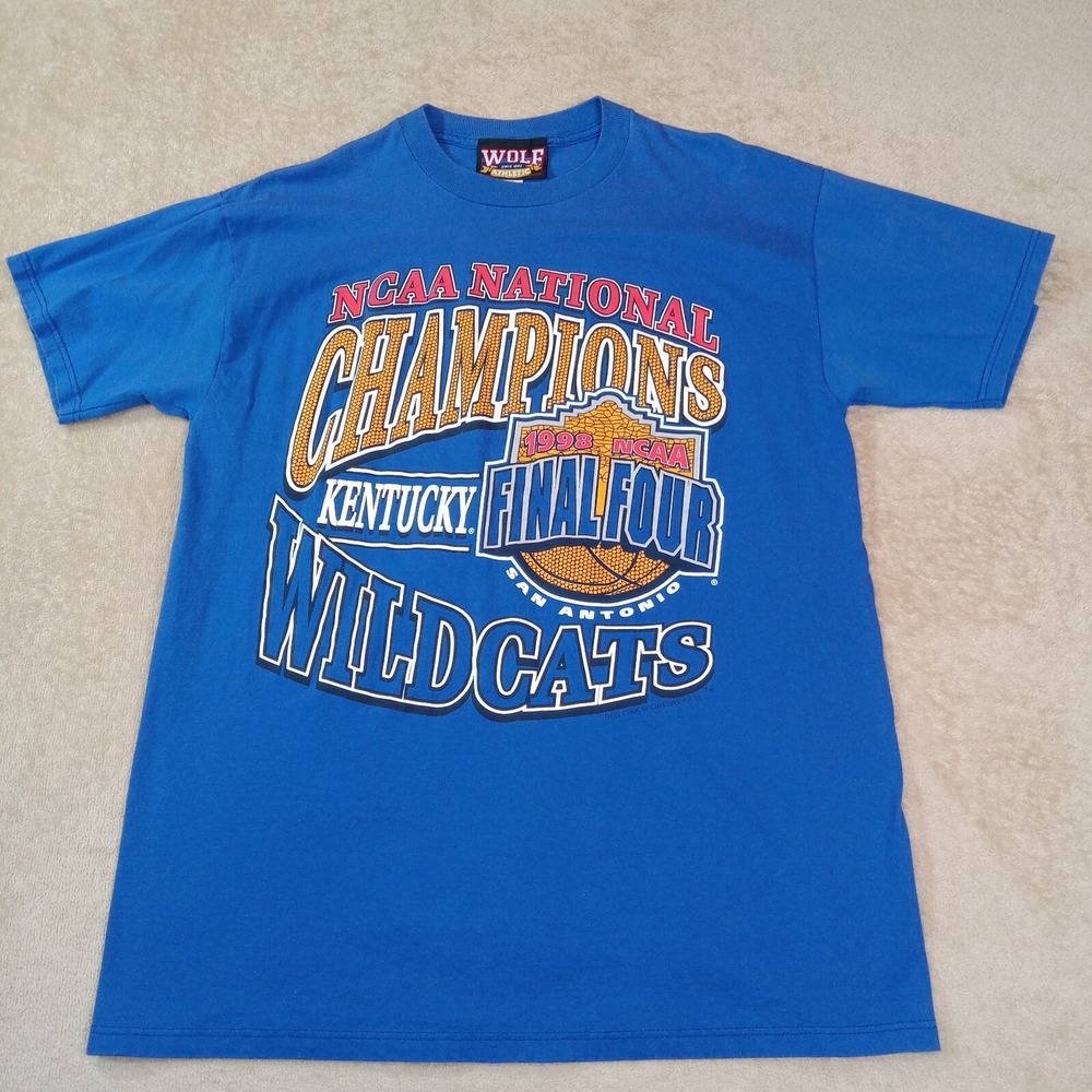 Vintage Kentucky Wildcats 1998 National Champions Short Sleeve T-Shirt Blue Larg